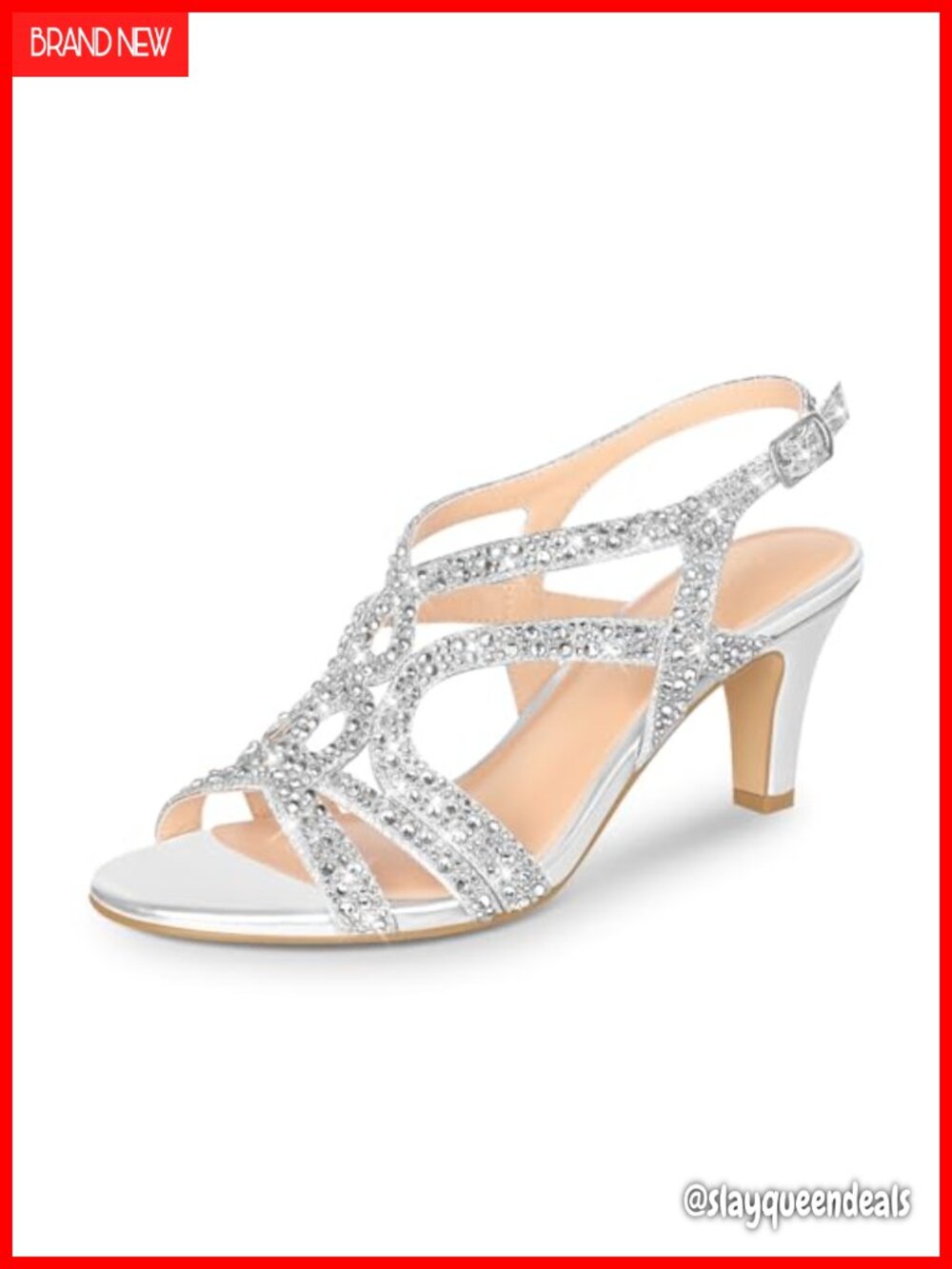 Sparkle Crystal Open Toe Slingback High Heel Sandals Dress Pumps for Party